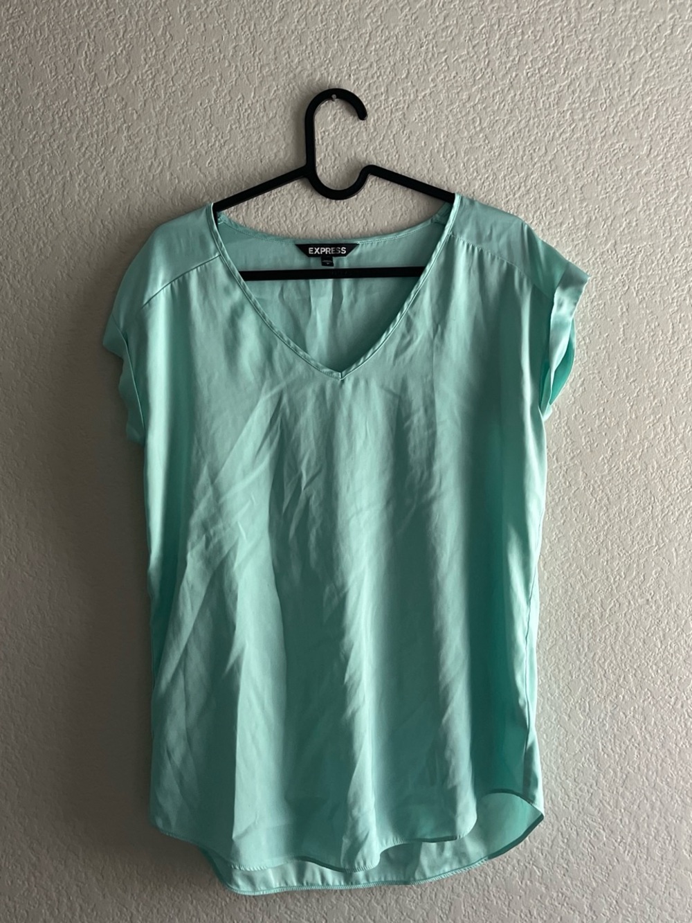 Express Mint V-Neck Cap Sleeve Blouse